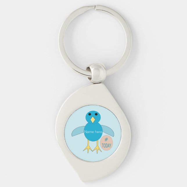 Custom Blue Birthday Boy Chick Keychain (Front)
