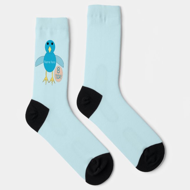 Custom Blue Birthday Boy Chick Socks (Right)