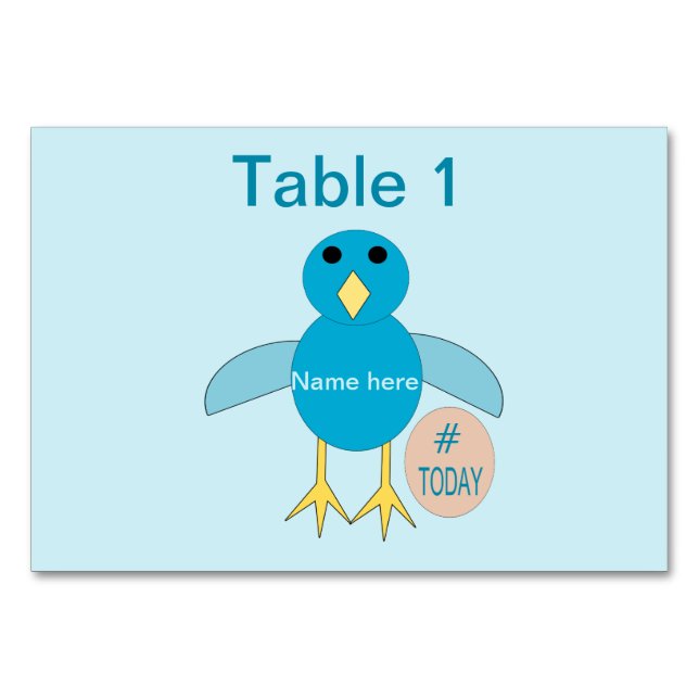 Custom Blue Birthday Boy Chick Tablecard Table Number (Front)