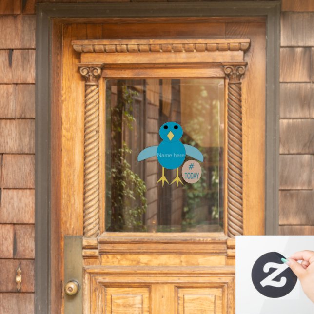 Custom Blue Birthday Boy Chick Window Cling (Home Door)