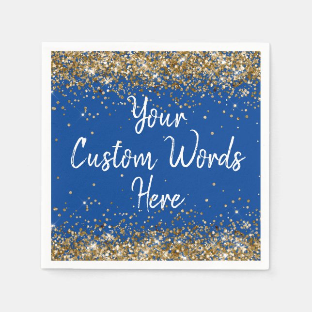 Custom Blue Birthday Party Anniversary Graduation Napkin (Front)