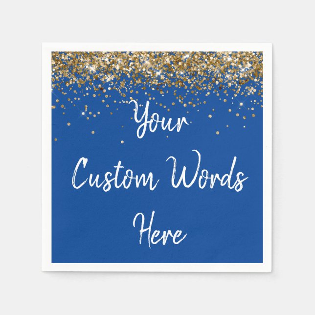 Custom Blue Birthday Party Anniversary Graduation  Napkin (Front)
