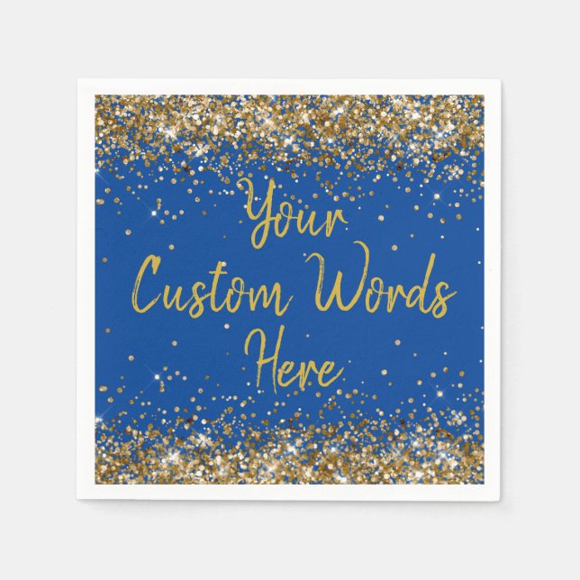 Custom Blue Birthday Party Anniversary Graduation Napkin (Front)