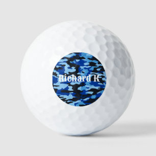 Custom Blue Black Camo Golf Balls, Personalised Balls