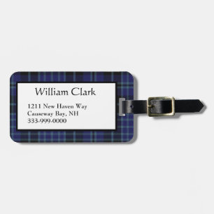 Custom Blue & Black Tartan Plaid Luggage Tag