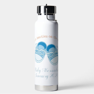 Custom Blue Booties Baby Boy  Water Bottle