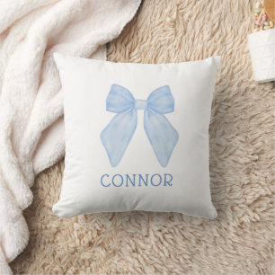 Custom Blue Bow Floral Coquette Aesthetic Boy Cushion
