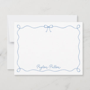 Custom Blue Bow Note Card