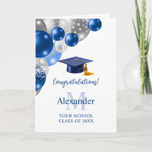 Custom Blue Boys Graduation Card
