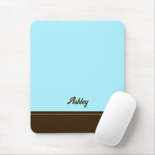 Custom blue brown personalised preppy stylish chic mouse mat