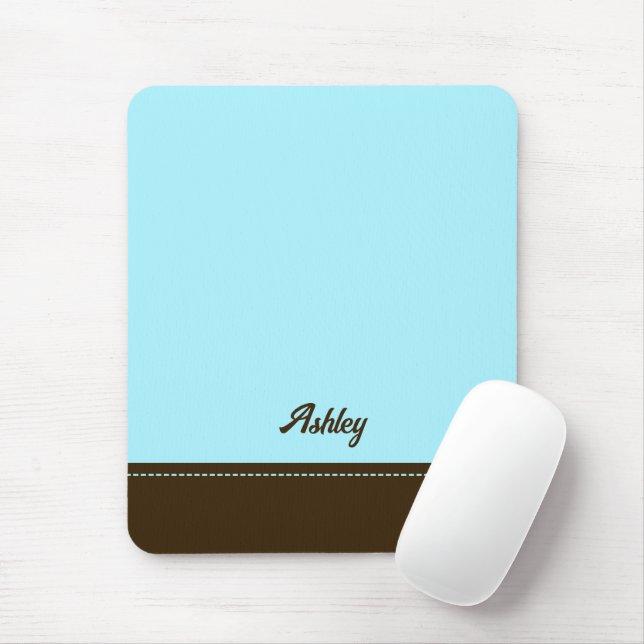 Custom blue brown personalised preppy stylish chic mouse mat (With Mouse)