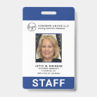 Custom Blue Business Logo Employee Photo ID