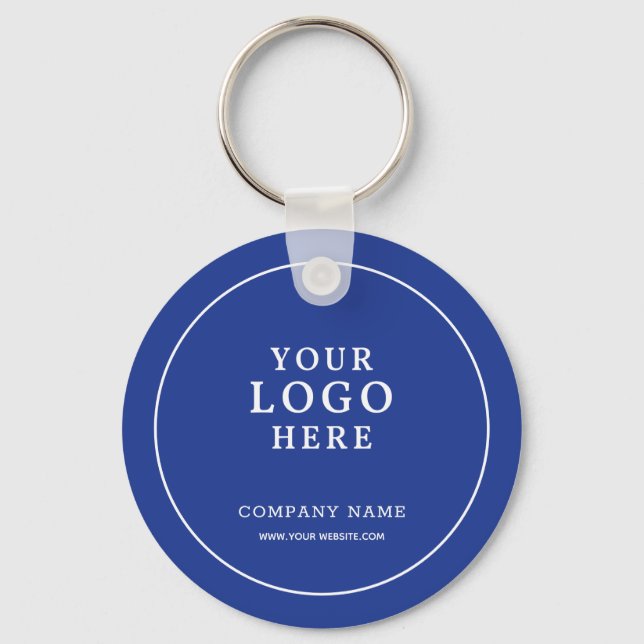Custom Blue Business Logo Qr Code Promotional   Key Ring (Front)