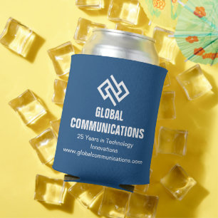 Custom Blue Business Marketing Computer Company Can Cooler