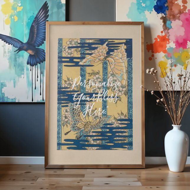 CUSTOM Blue Butterfly & Cloud Pattern Art Poster (Creator Uploaded)