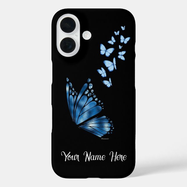 Custom Blue Butterfly Phone Case (Back)