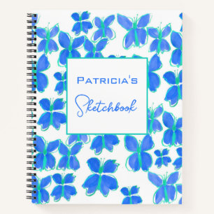 Custom Blue Butterfly Sketchbook  Notebook