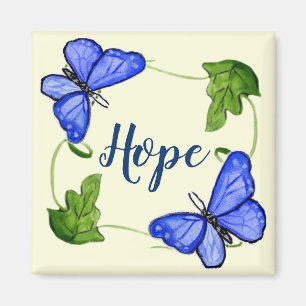 Custom Blue Butterfly With Vines Magnet