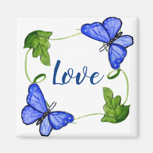 Custom Blue Butterfly With Vines Magnet