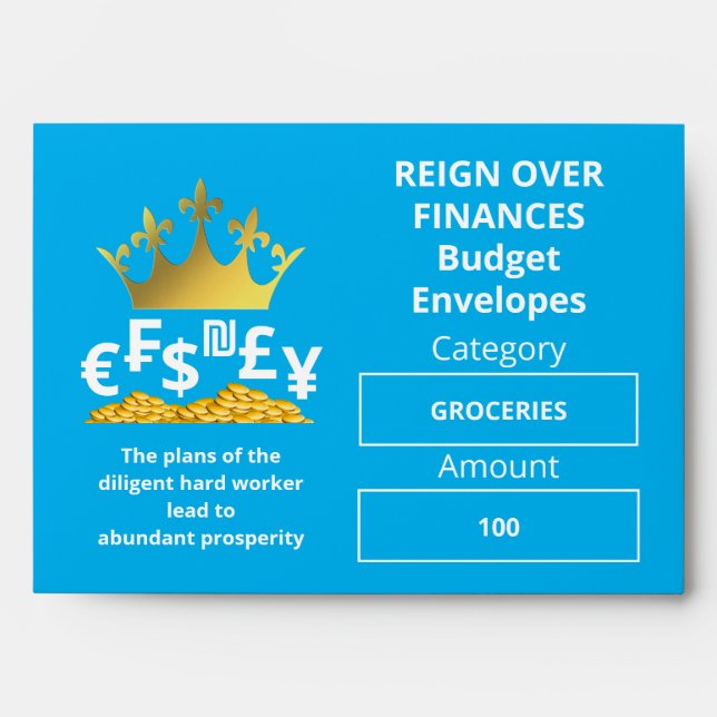 Custom BLUE Christian Budget Cash Money Envelope (Front)