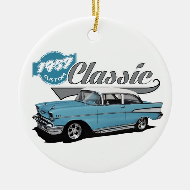 Custom Blue Classic Ceramic Tree Decoration (Front)