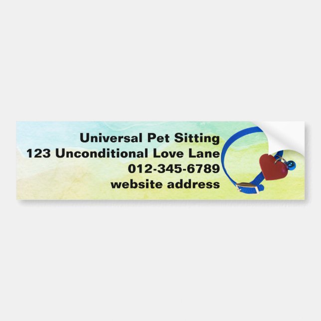 Custom Blue Collar Red Heart Animal Care Business Bumper Sticker (Front)