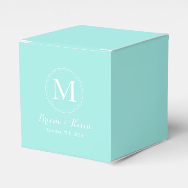 Custom Blue Coloured Monogram Favour Boxes (Front Side)