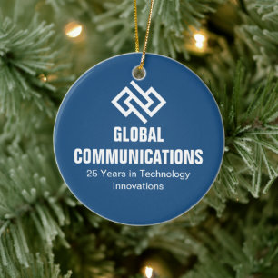 Custom Blue Computer Software Company Christmas Ceramic Tree Decoration