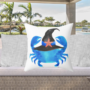 Custom Blue Crab Coastal Halloween Cushion