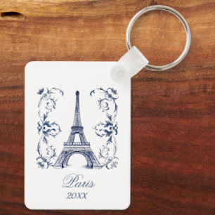 Custom Blue Delft Paris Key Ring