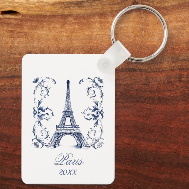 Custom Blue Delft Paris Key Ring (Back)