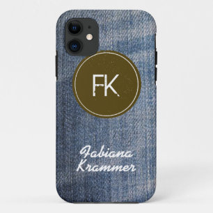 custom blue denim jeans fabric texture iPhone 11 case