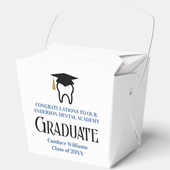 Custom Blue Dental School Graduation Party Favour Box (Front)