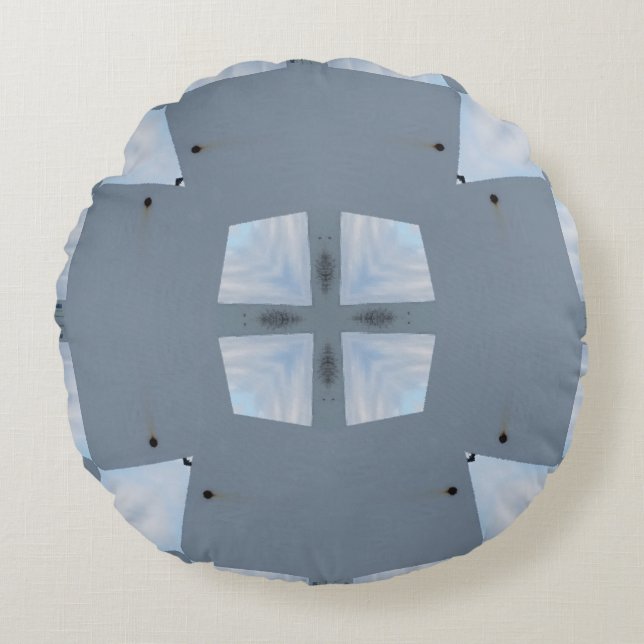 Custom Blue Designed Round Pillow (Front)