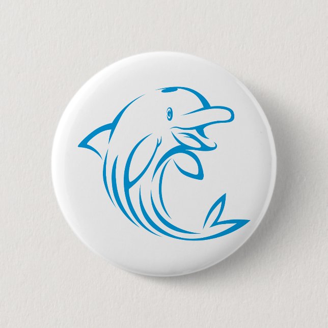 Custom Blue Dolphin Logo 6 Cm Round Badge (Front)
