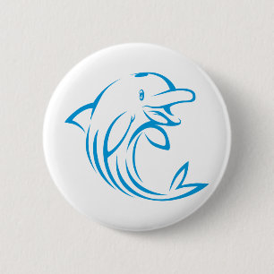 Custom Blue Dolphin Logo 6 Cm Round Badge