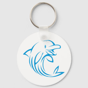 Custom Blue Dolphin Logo Key Ring