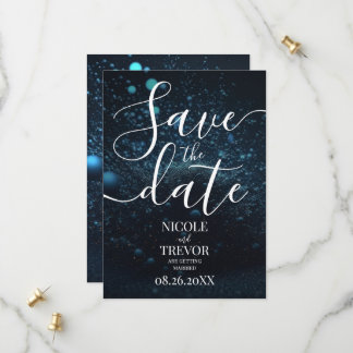 Custom Blue Dust Explosion Wedding Save The Date