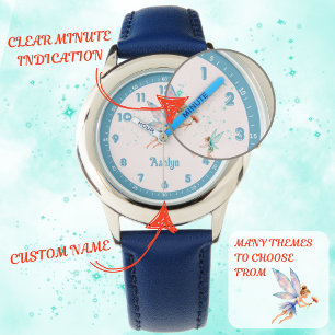 Custom Blue Elegant Fairy Learn Time Kids Watch