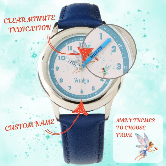 Custom Blue Elegant Fairy Learn Time Kids Watch (Creator Uploaded)