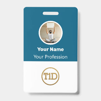 Custom Blue Employee Photo, Bar Code, Logo, Name B ID Badge