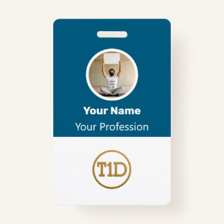 Custom Blue Employee Photo, Bar Code, Logo, Name B ID Badge