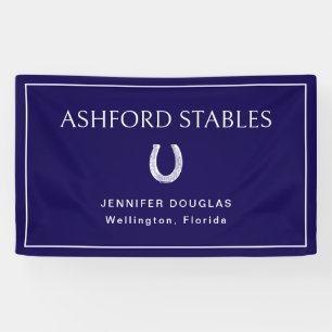 Custom Blue Equestrian Stall Horse Show  Banner