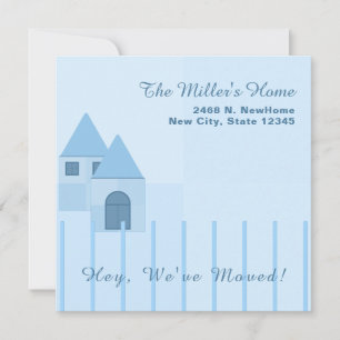 Custom Blue Fenced Home Housewarming Party Announcement