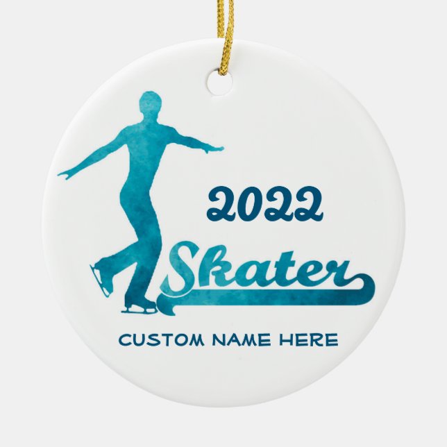 Custom Blue Figure Skating Ornament 2016 (Front)