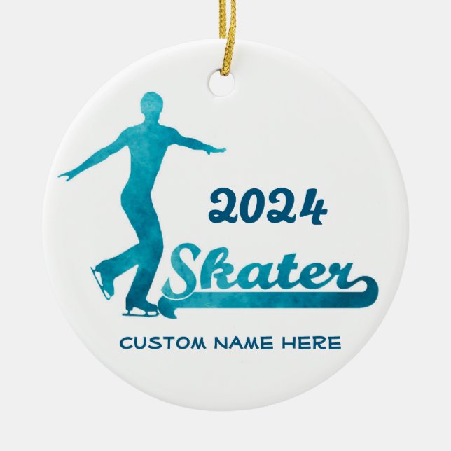 Custom Blue Figure Skating Ornament 2024 (Front)