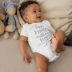 Custom Blue First Mother's Day Baby Bodysuit