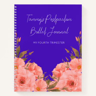 Custom Blue Floral Postpartum Journal For New Moms