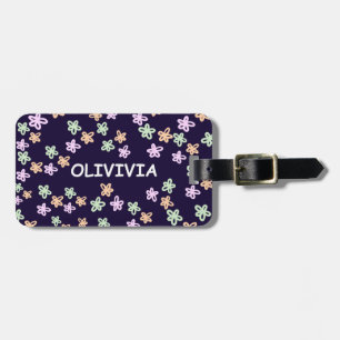 CUSTOM BLUE FLOWER PATTERN Luggage Tag