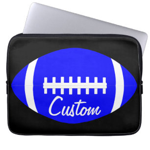 Custom Blue Football Team, Player or Coach Laptop Laptop Sleeve